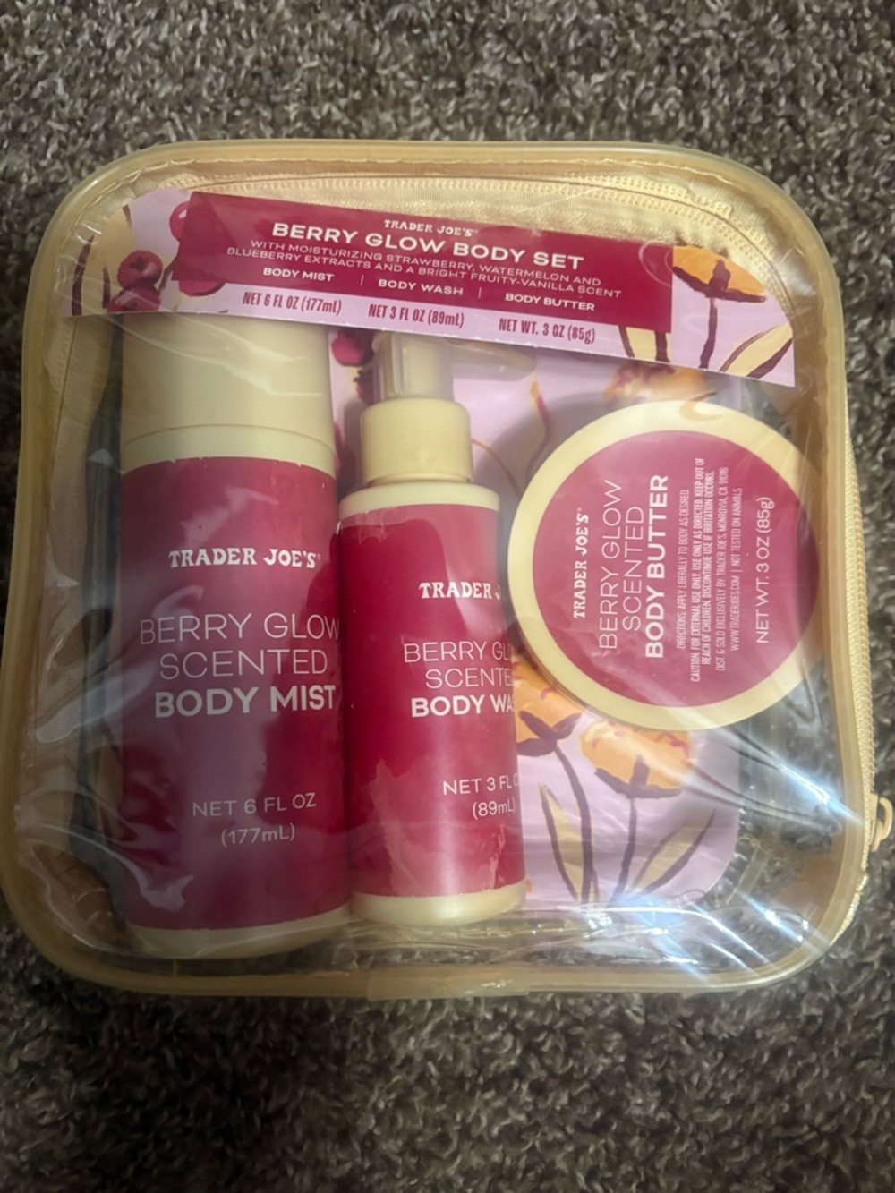 Trader Joe's Berry Glow Body Set - Pink Scented Moisturizers